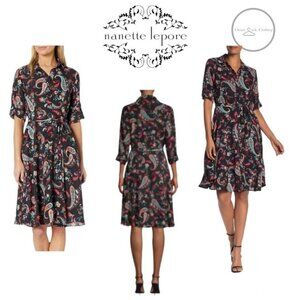 NANETTE Lapore - Paisley Roll Tab Sleeve Dress  Size 4